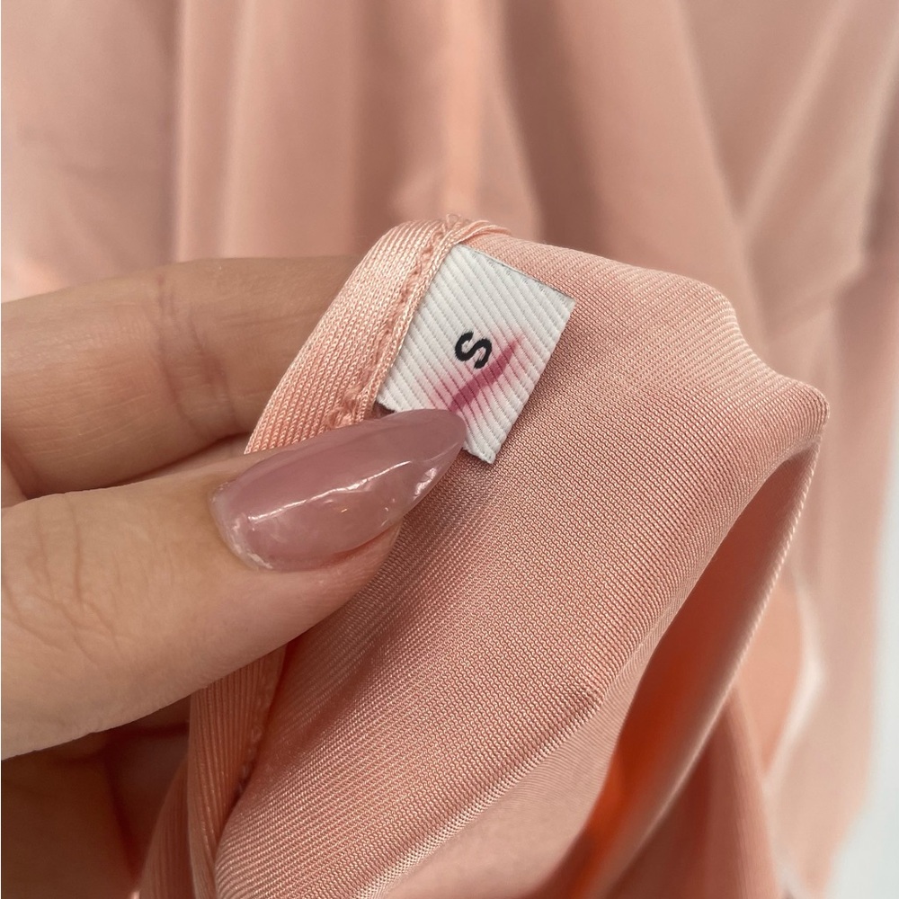 2FOR$30 Adorable Peach Nude Faux Wrap 3/4 Sleeve Midi Dress - Picture 12 of 13